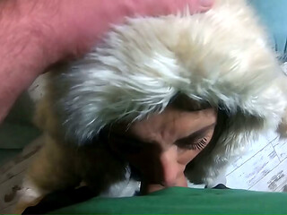 Fluffy Blowjob on the Chair &ndash_ Deepthroat and Cum on My Fur Coat