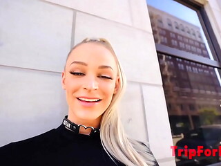 Blonde white girl loves Asian cock raceplay fuck and public walk AMWF dirtytalk