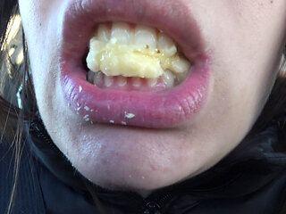 My Indian Stepsister Sucks Banana in Car and Does Mouth Fetish After Sucking Banana and Eating It