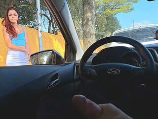 Risky Masturbation for Hot Redhead Who Was at the Bus Stop