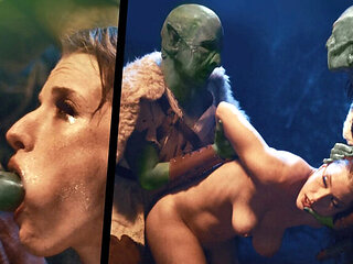 Orc Goblin Gangbang in Dungeon - Redhead Slave Octavia Red Gets Creampie & Cum in Mouth