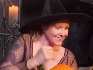 Julia Ann and Jenna Foxx Carve Pumpkins