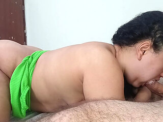 BIG NERVOUS TONGUE LICKING ALL OVER CUCKOLD'S COCK