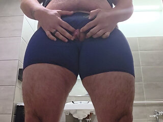 FTM jerk off in bathroom