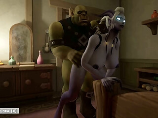And again the orc fucked the draenei'_s pussy.