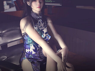 Korean Dance Puppet with String Cheongsam Elegant Long Legs Pussy Exposed