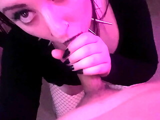 Goth Slut Deepthroats And Sucks Older Asian Cock