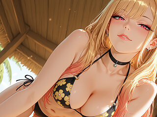 Marin having rought sex on a private beach