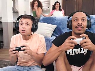 Bald black man joins Willow Ryder & Sarah Arabic for sex