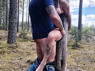 Handcuffed MILF Fucked Hard in Public Forest - Doggy Style & Cumshot