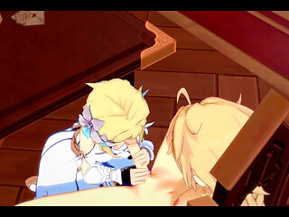 Genshin Impact Hentai - Aether and Lumine Sucking and Fucking - 3D Anime Cartoon Video Game Porn Video