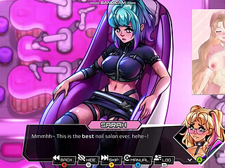 Hentai Game Fucks Succubus Nurse VTuber Cumming to Third Crisis Neon Nights Lesbian Massage Chair Public Masturbation