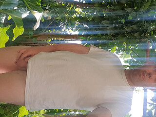 Being completely naked in the garden