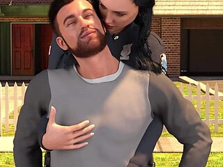 Grandma's House 10 - Police Officer Sandra Giving Handjob to Thomas Till He Cum