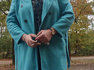 A little tease, smoking outside