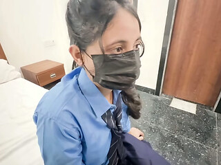 Desi teen with school girl in Oyo hardcore sex hindi audio