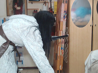 Very Horny Housewife Sticks a Vacuum Cleaner in Her Pussy