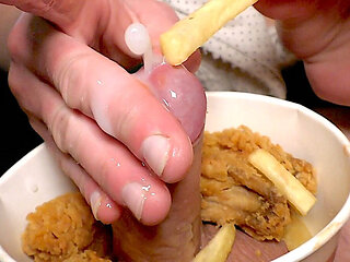 Food Fetish Blow Job in Chicken and Fries and Eat This with Taste