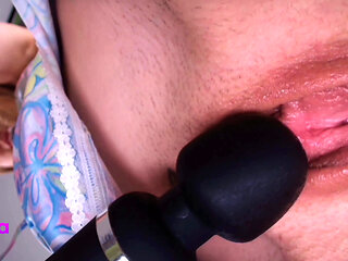 Teasing My Wet Pussy with Magic Wand in Close up