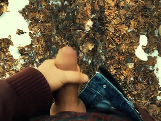 Piss with Erection and Quick After That Cumshot POV