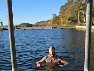 He  swim in public beach naked