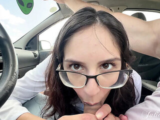 Shamelesscouple Public Car Therapy Blowjob - Brazilian Babe Swallows Big Cock Cum