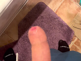 Young Guy Masturbates and Films His Cock and Cum Close-up.