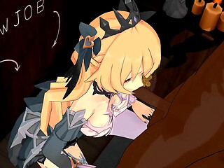 Fischl Blow Job Hentai Genshin Impact MMD 3D Clear Blue Clothes (CLIP)