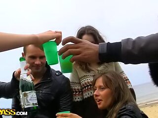 Shameless coeds have group sex at party