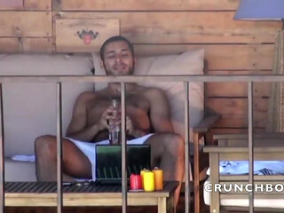 Straigth Arab bear show his huge cokc in exhib outdoor