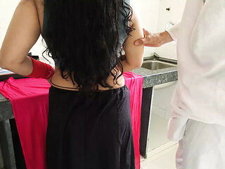 Desi Muslim Girl Fucks Step Cousin in Kitchen When Home Alone - Full Hindi Audio Romance with Sagita Sharm