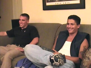 Two straight mastubates in a porn gay