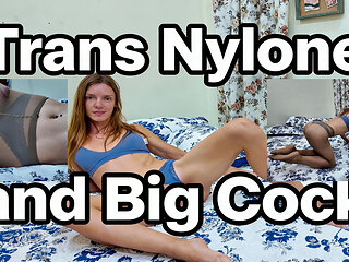 Trans Nylone Tights and Big Dick