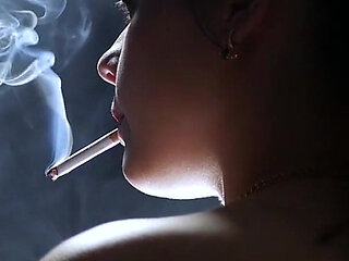 A Little Bit Naked Smoking Girl