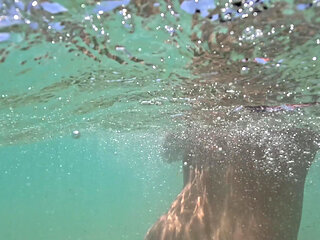 Naked Paradise -Underwater play with naked girl