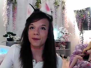 Solo shemale amateur with big tits masturbating