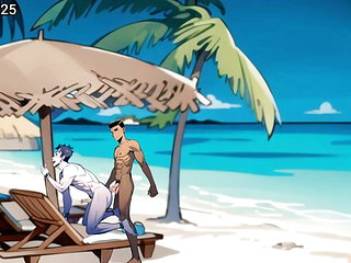Interracial gay couple at the beach Anal Sex Hentai Cartoon Animation
