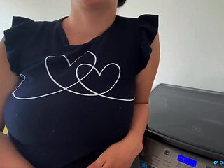 Busty Neighbor Climbs on My Balcony and Keeps My Stepmom From Looking at Us