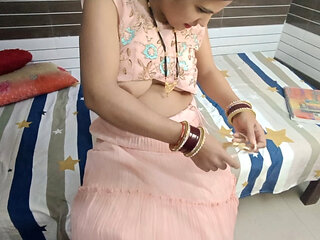 Pooja Bhabhi is having sex with her husband's friend in her room and taking his thick dick in her pussy.