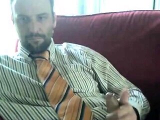 Amateur Bear Daddy Jerks Off in Suit