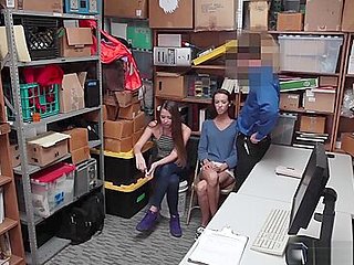 Skinny shoplifting teens 18+ punish fucked by a mall cop