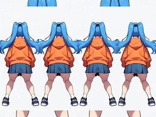 Blue haired girls dancing