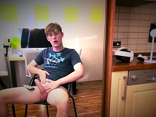 Blonde boy chases big fat cock - Cumshot