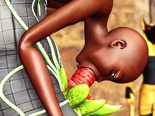 Anubis has some fun with a smoking hot ebony beauty in an ancient temple