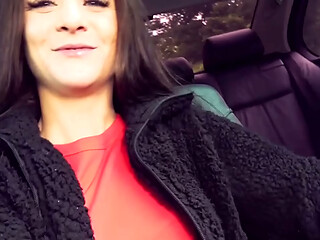 Super Risky &amp_ Naughty Car Sex: Hot Brunette Babe