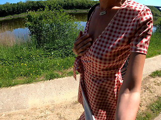 Horny Blonde with Plug in the Ass Gets It on the Canal!!