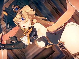 Genshin Impact Navia in a wild 3D hentai gangbang animation