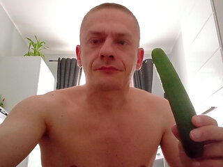 Putting a cucumber in your ass and mouth