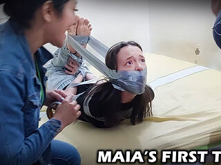 18-year-old Maia's First Time: Taped & Trained by Stepmom & Mistress