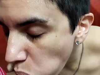 Quickie! Blowjob and Cum on Her Frankfurter! (and Black Jeans)